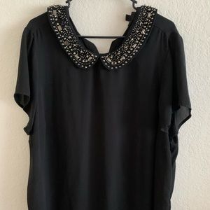 Torrid embellished collar blouse black size 3
